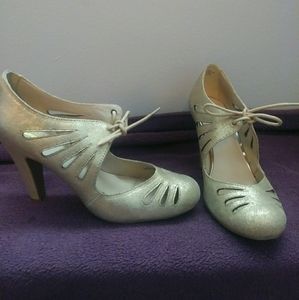 Gold art deco heels